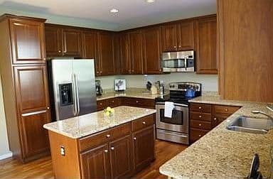 Stainless appliances and abundant cabinetry for effortless cooking.