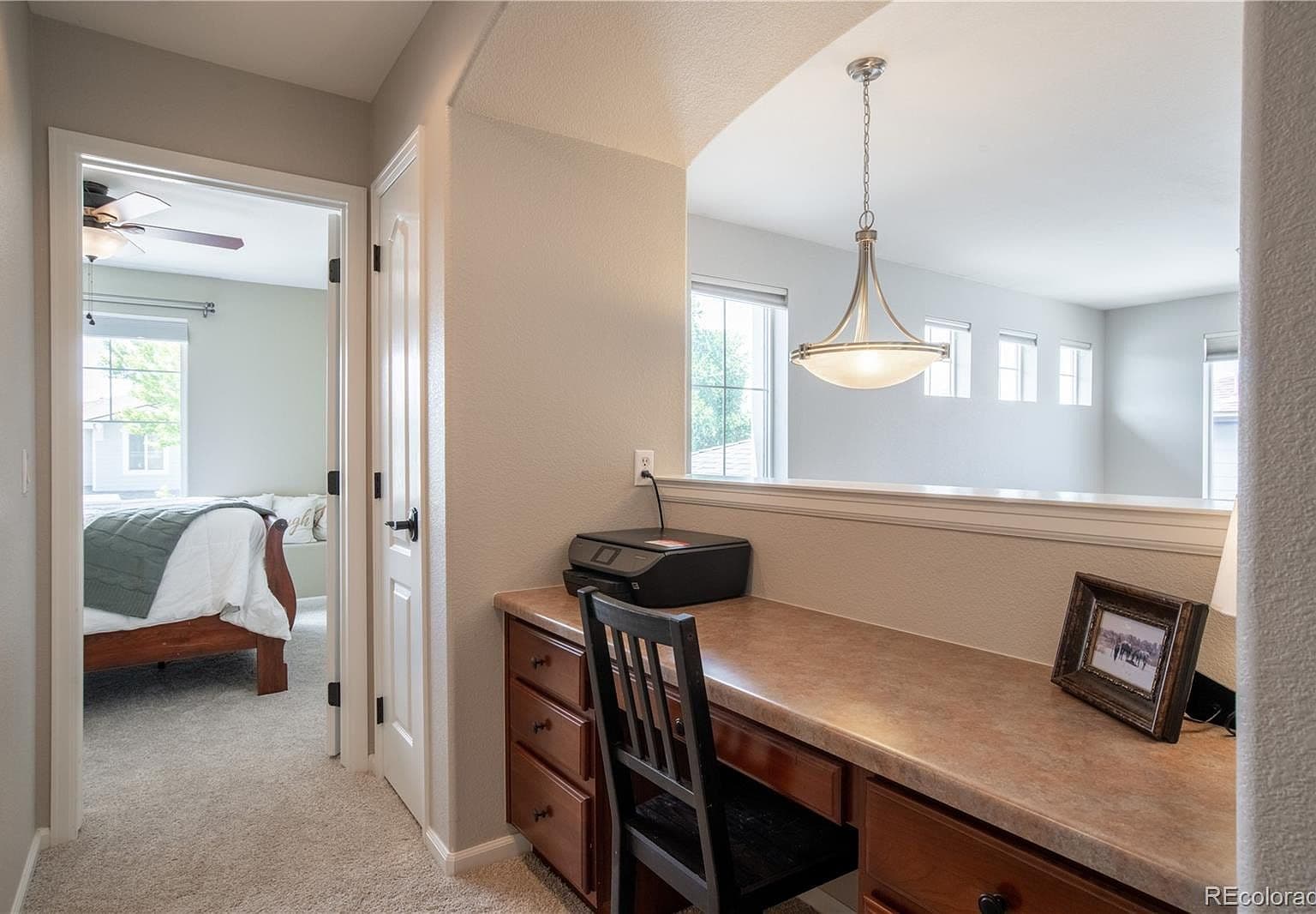Built-in desk nook—perfect homework or home office.
