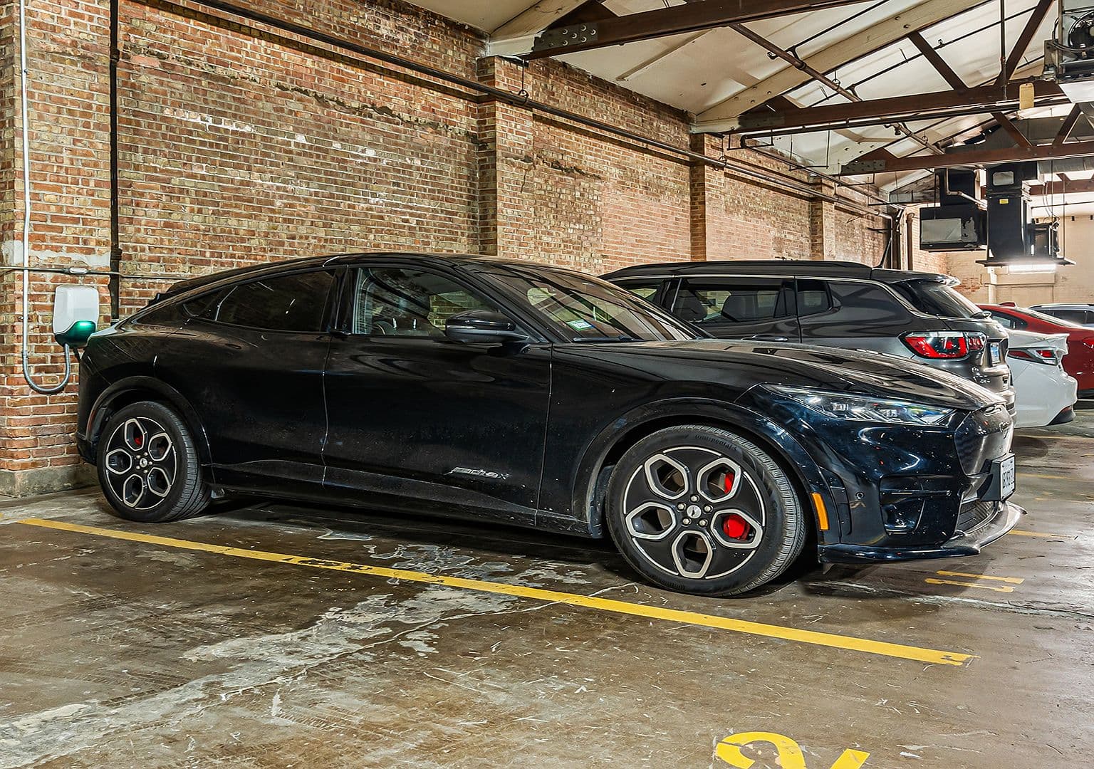 Heated garage parking with EV charging station