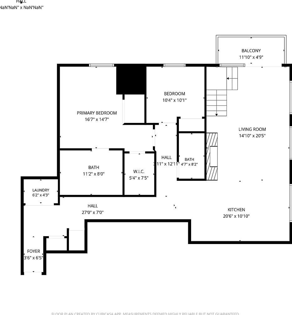 Main level floor plan with primary suite and open kitchen
