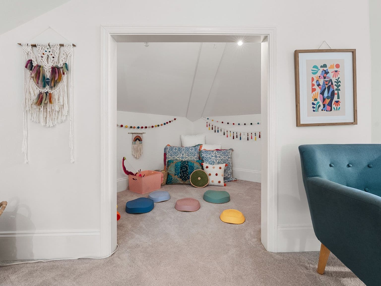 Cozy tucked-away nook for reading, play, or meditation.