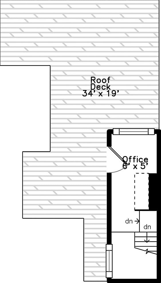 Expansive private rooftop deck plus office nook retreat.