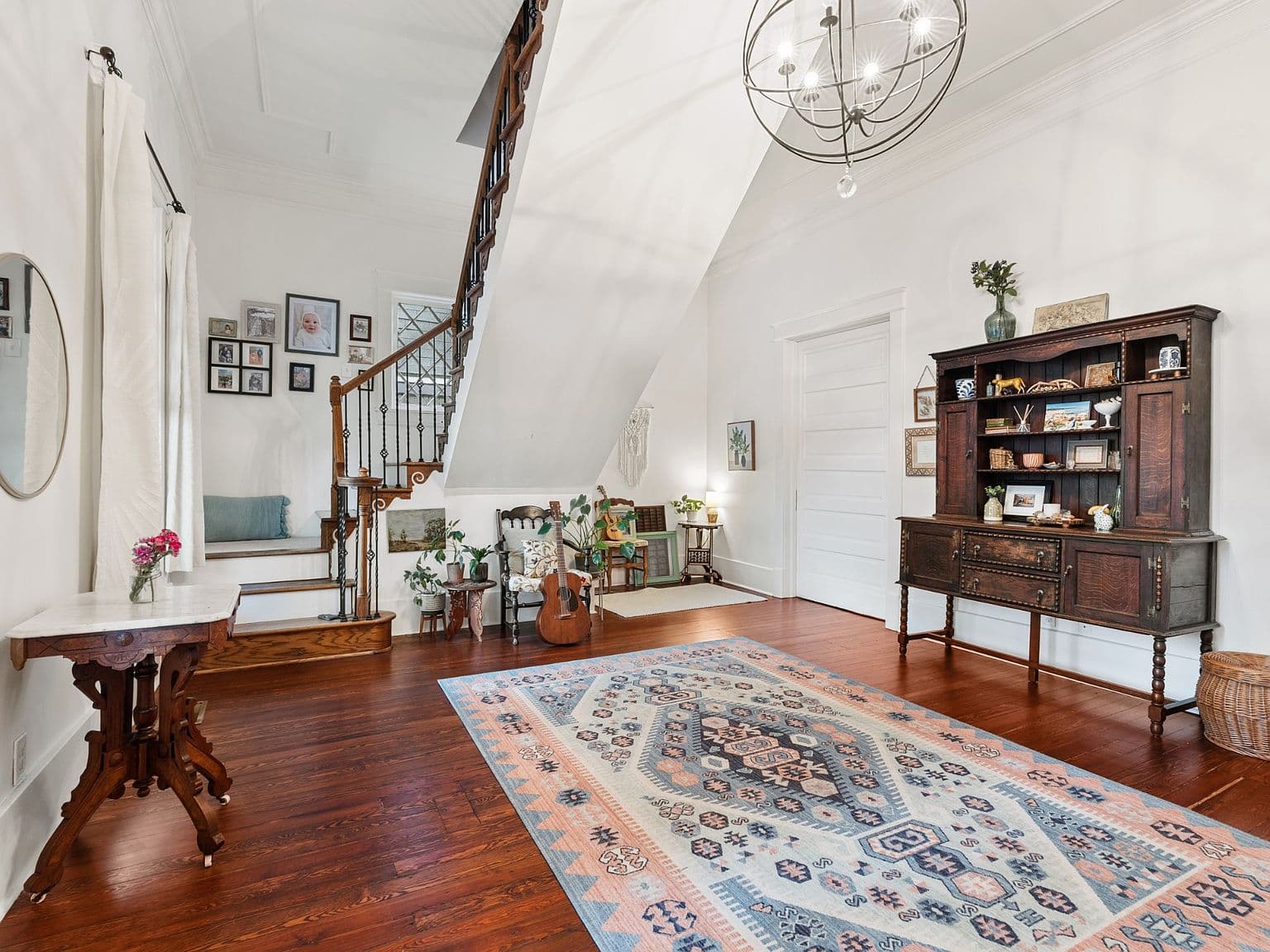 Open, light-filled interior blending charm and comfort.