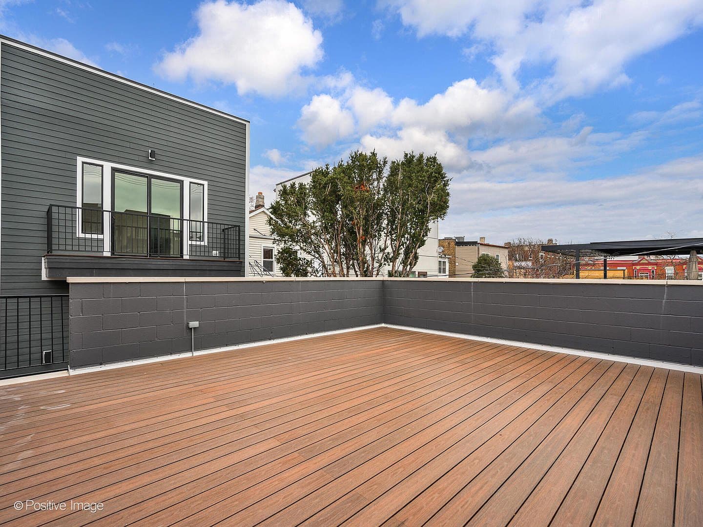 Garage-top deck off the second-floor balcony