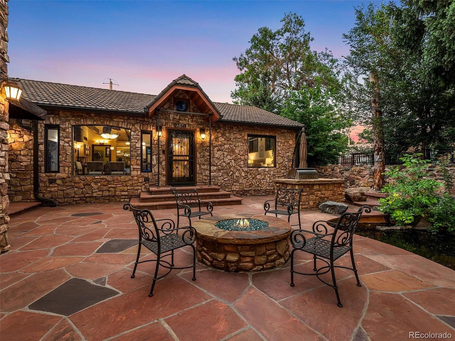Gather around the fire pit on the spacious flagstone patio.