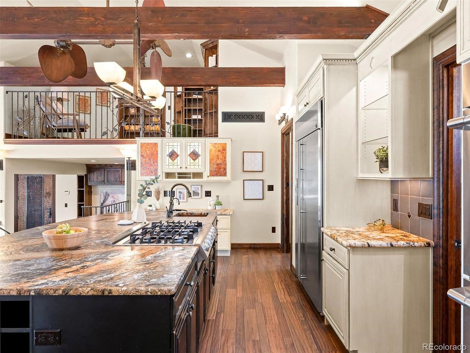 Expansive kitchen island offers room to cook and gather