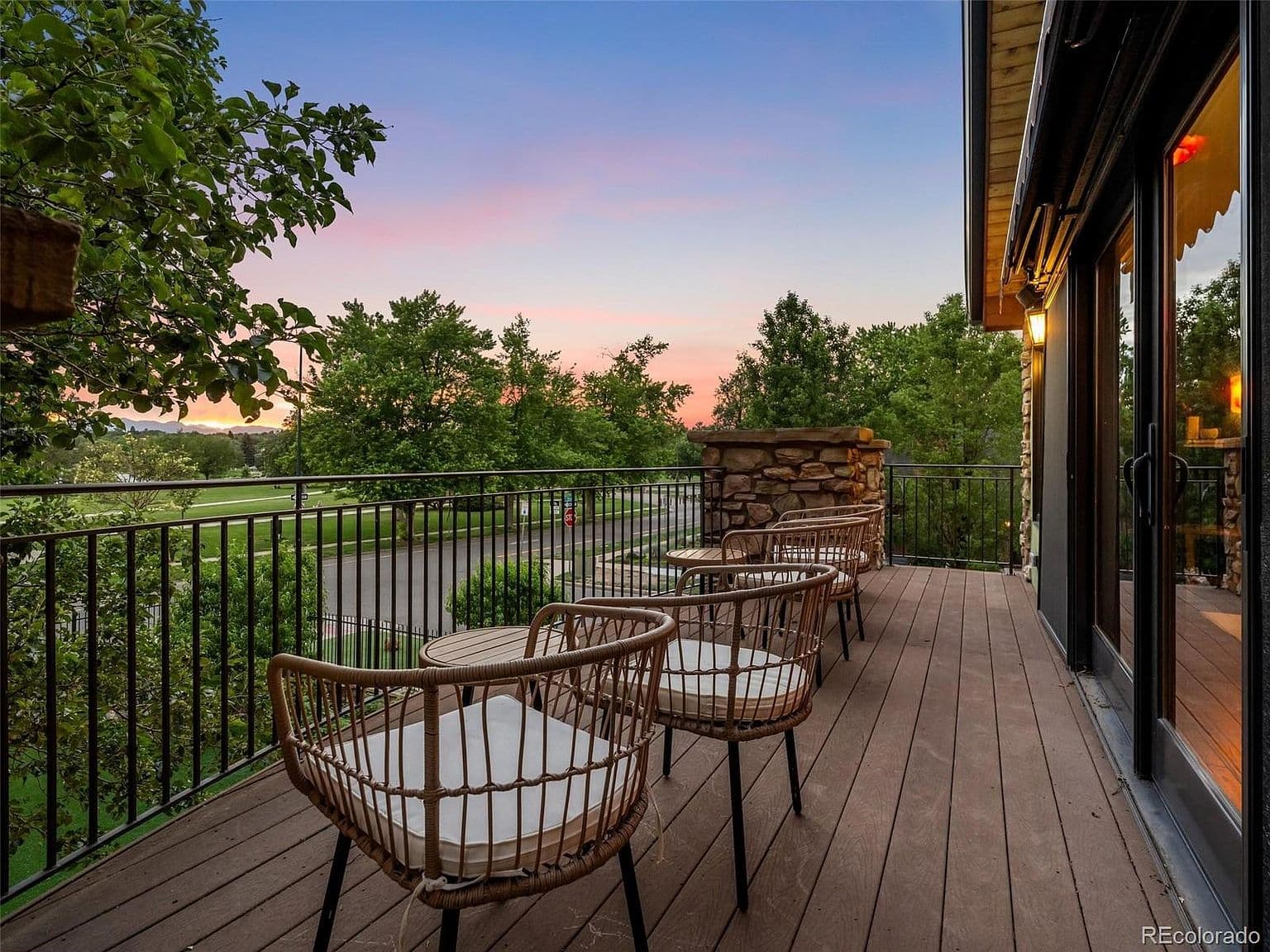 Upstairs balcony offers a front-row seat to sunset