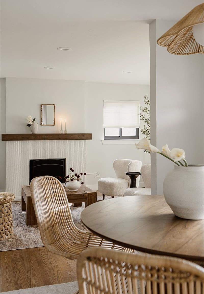 Dining nook overlooks the inviting fireplace lounge.