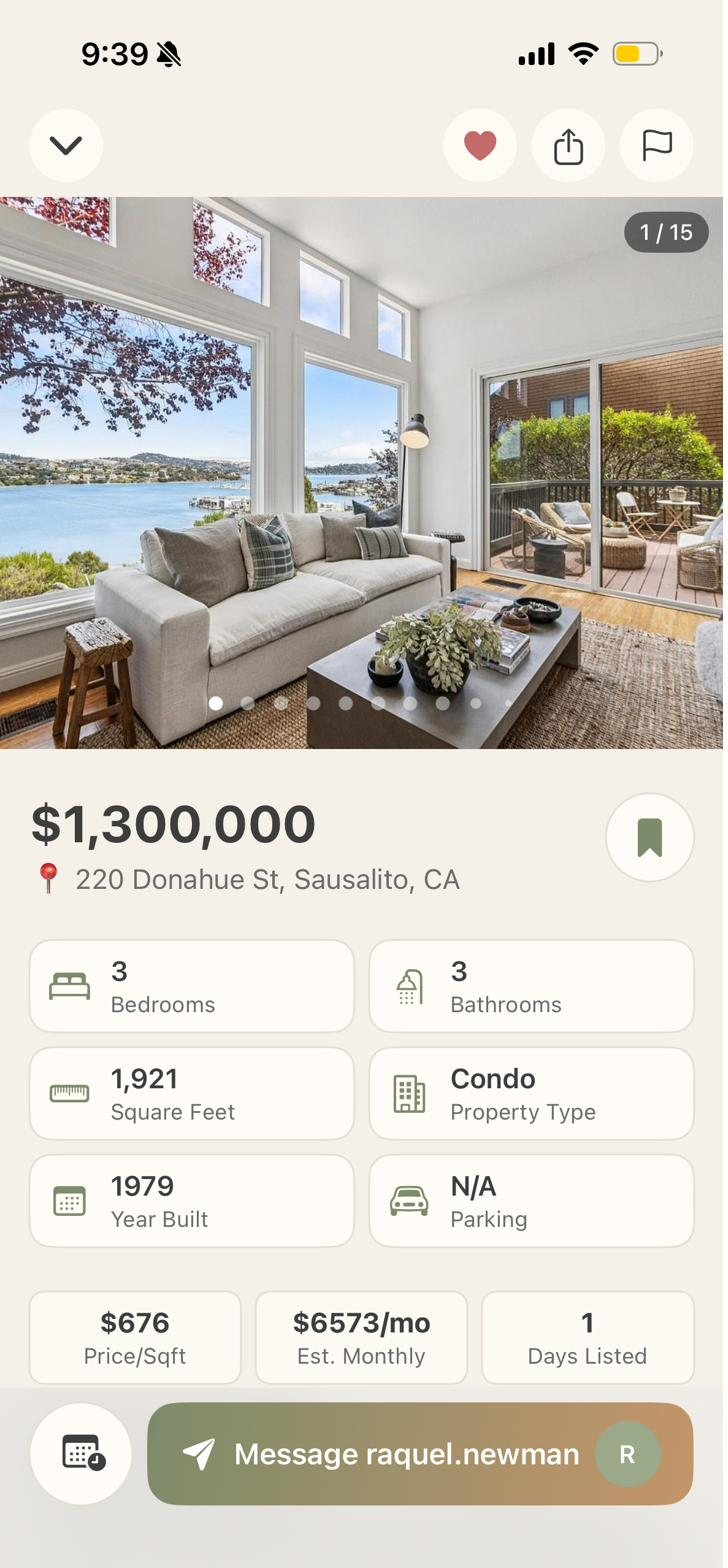 Riva listing detail for 220 Donahue St, Sausalito: $1,300,000, 3 bedrooms, 3 bathrooms, 1,921 square feet.